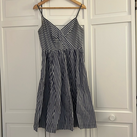 J. Crew Dresses Jcrew Fit And Flare Pinstripe Dress Poshmark